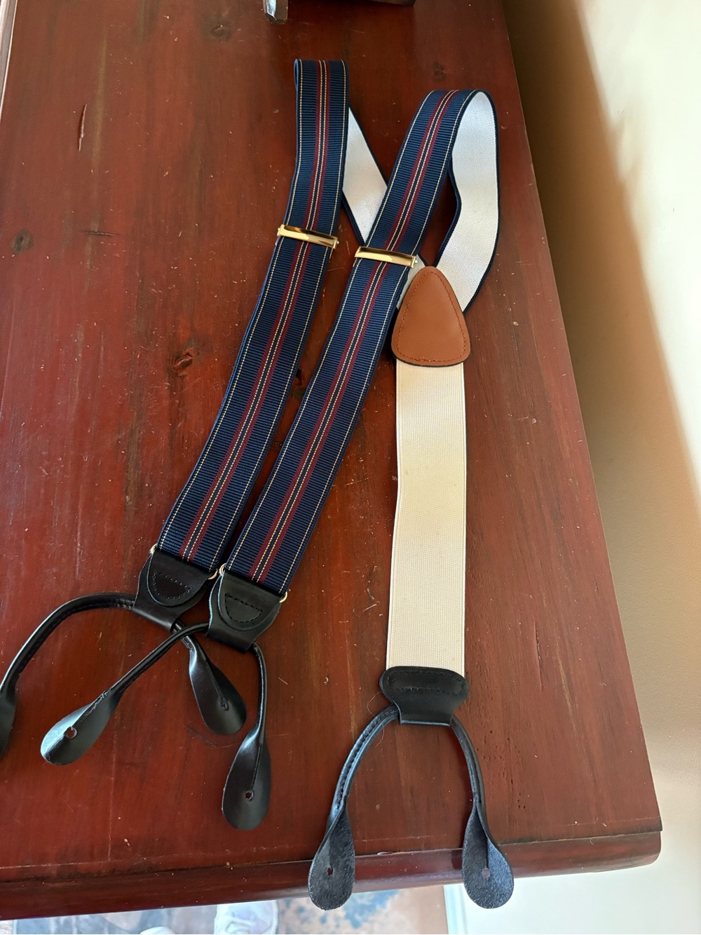 Jos A. Bank Striped Suspenders Navy Blue